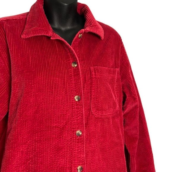 𝅺L.LBEAN Womens Red Corduroy Shacket - Picture 4 of 6